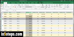 Insert column or row in Excel - Step 1