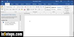 Restore document in Microsoft Word - Step 1